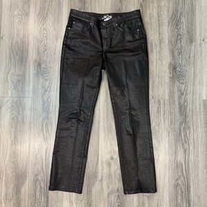 Cambio Peach Slim Black Coated Waxed Denim Jeans Size 12